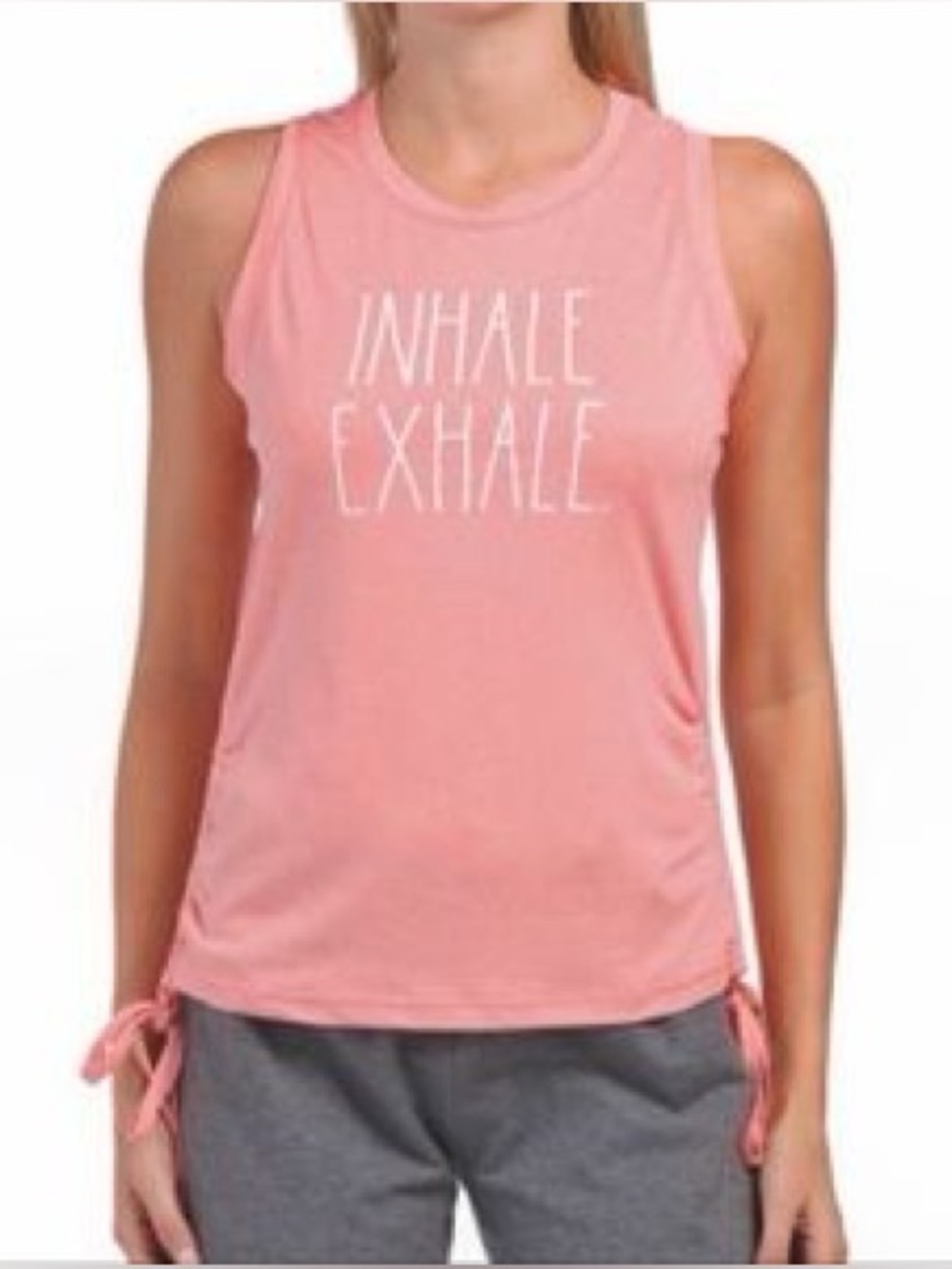 Rae Dunn Inhale Exhale Ruched Side Tank Top